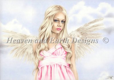 Diamond Painting Canvas - Angel in Pink - Click Image to Close